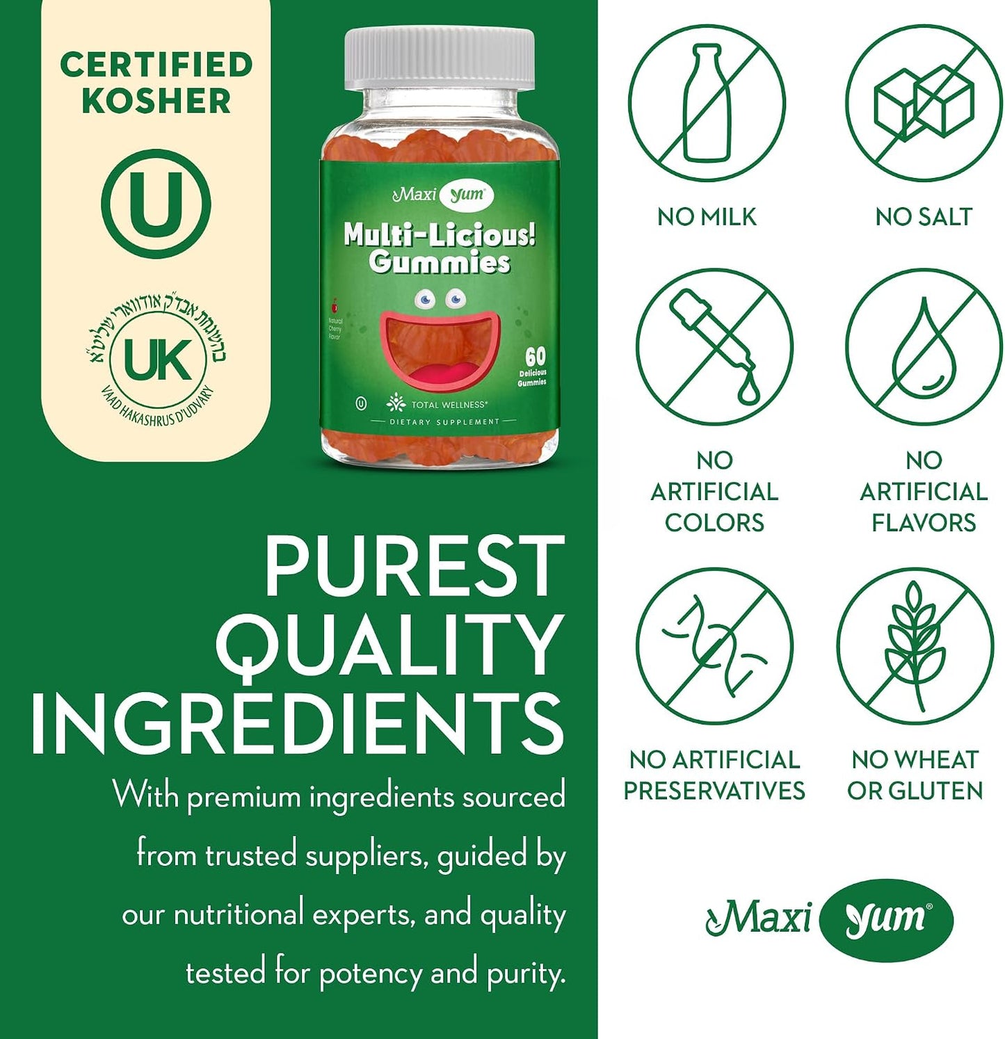 Maxi Health Multivitamin Gummies - Cherry Flavoured - 60 Count - görsel 6