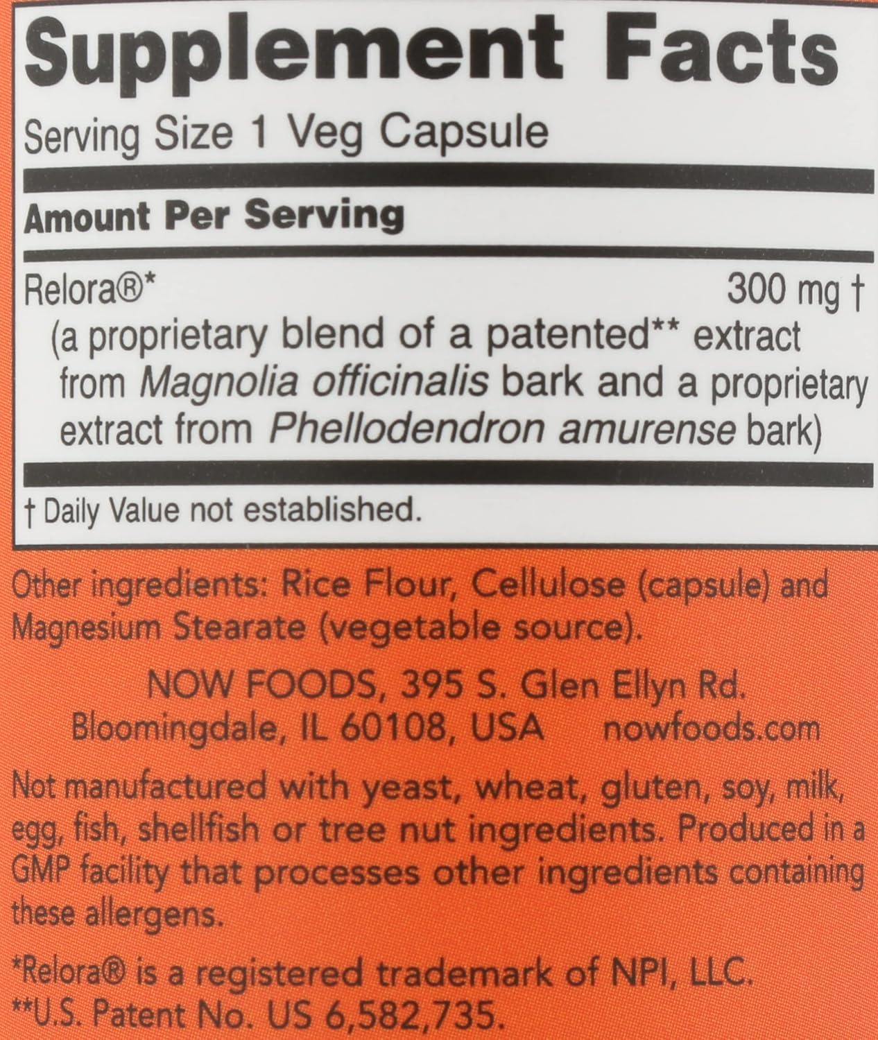 Now Foods Relora 300, 60 Vegetarian Capsules - görsel 4