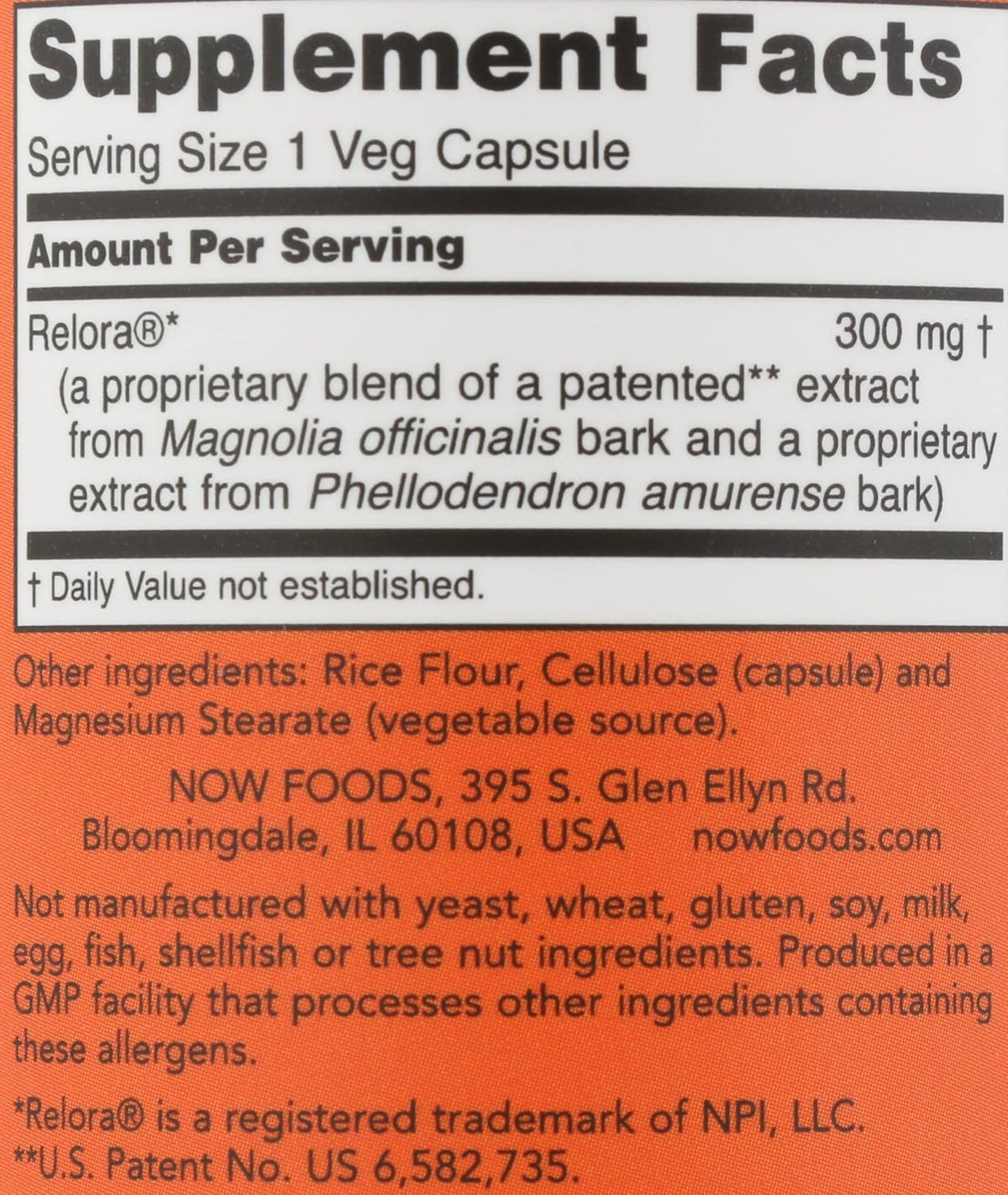 Now Foods Relora 300, 60 Vegetarian Capsules - görsel 4