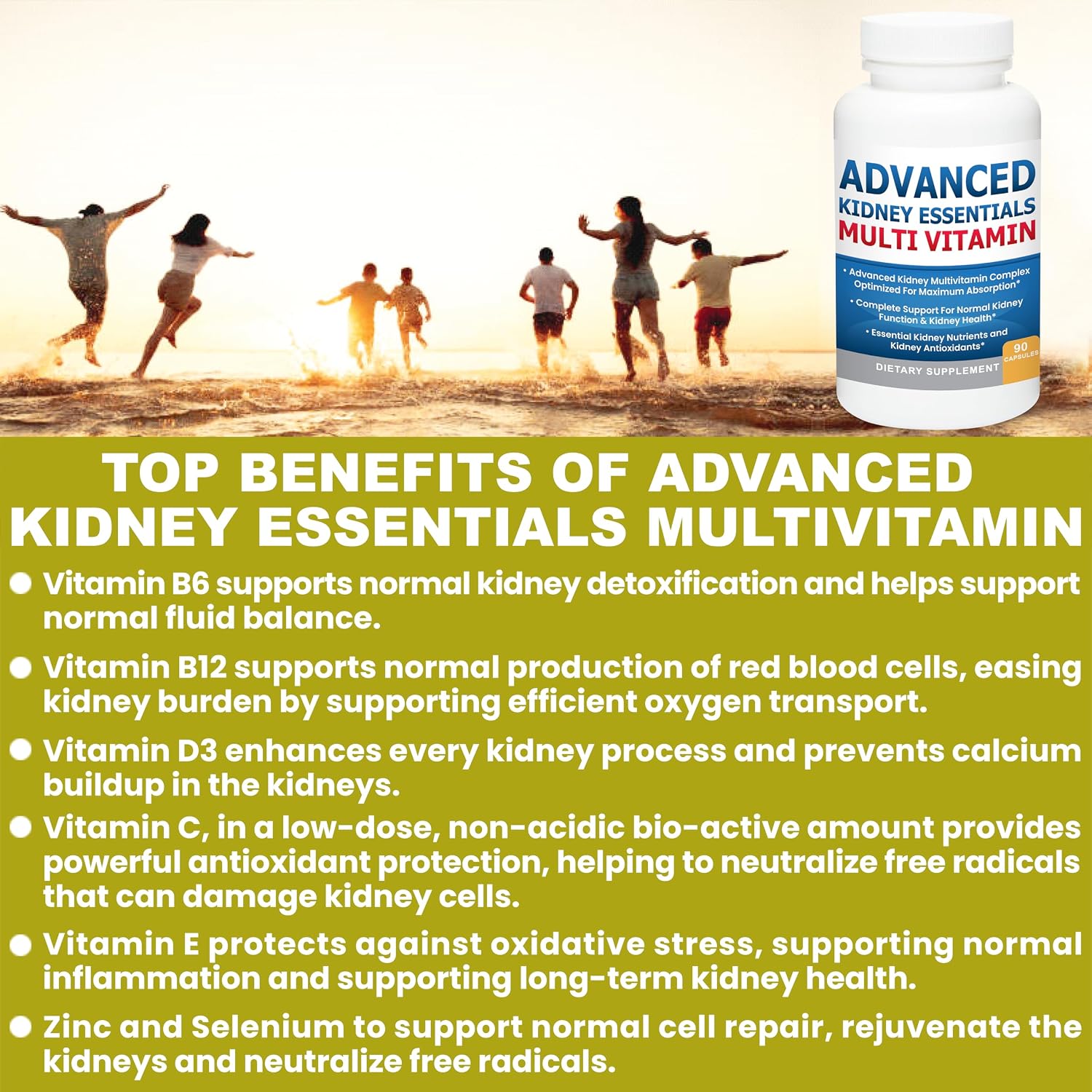 Advanced Kidney Essentials Multivitamin. Kidney Support Supplement for Complete Kidney Health. Renal Vitamins 30 Capsules - görsel 4