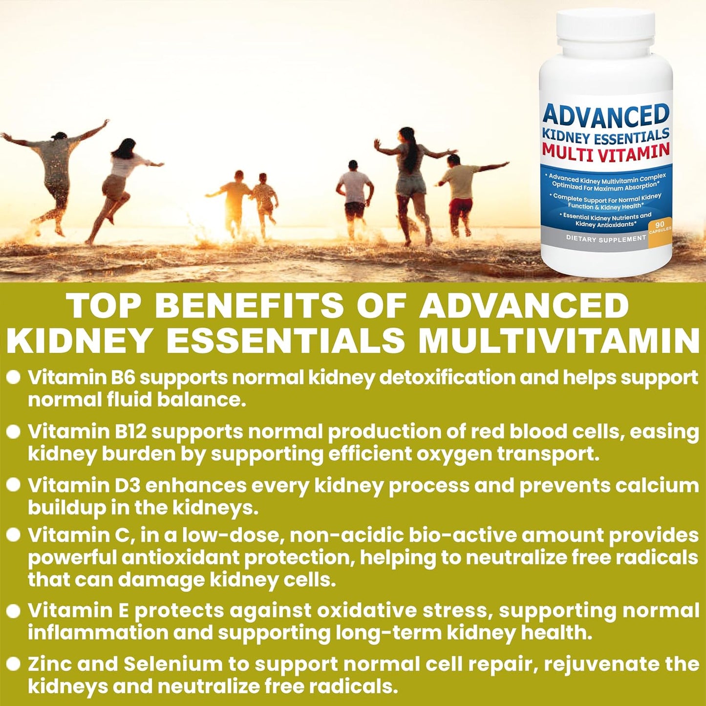 Advanced Kidney Essentials Multivitamin – Kidney Support Supplement, 90 Capsules - görsel 2