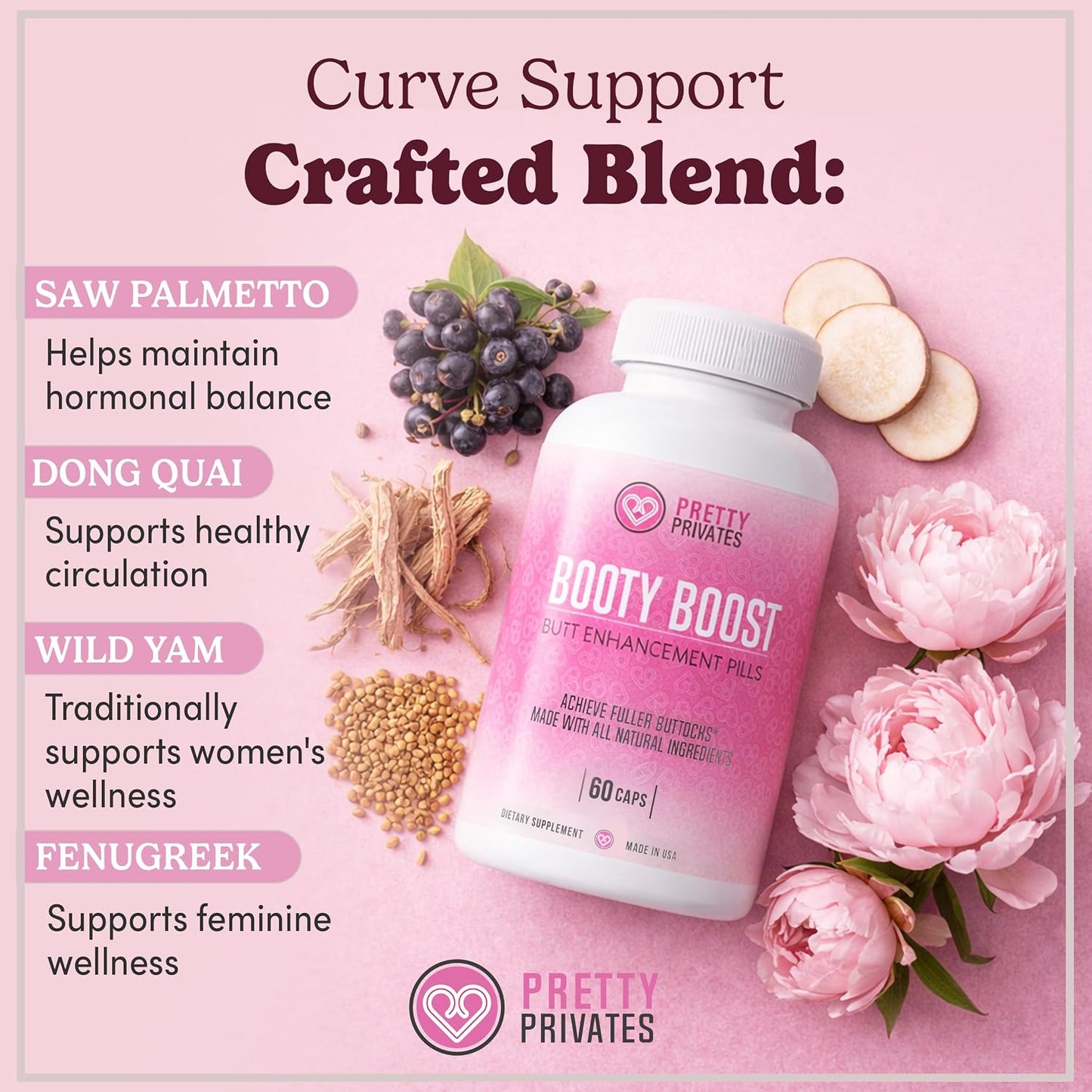 Pretty Privates Bum Enhancer Supplement - Natural Curve Support - 60 Count - görsel 5