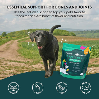 Happy Go Healthy Hip & Joint Supplement for Dogs – Probiotic & Prebiotic Benefits with Wild Salmon Omega-3s, 120 Count