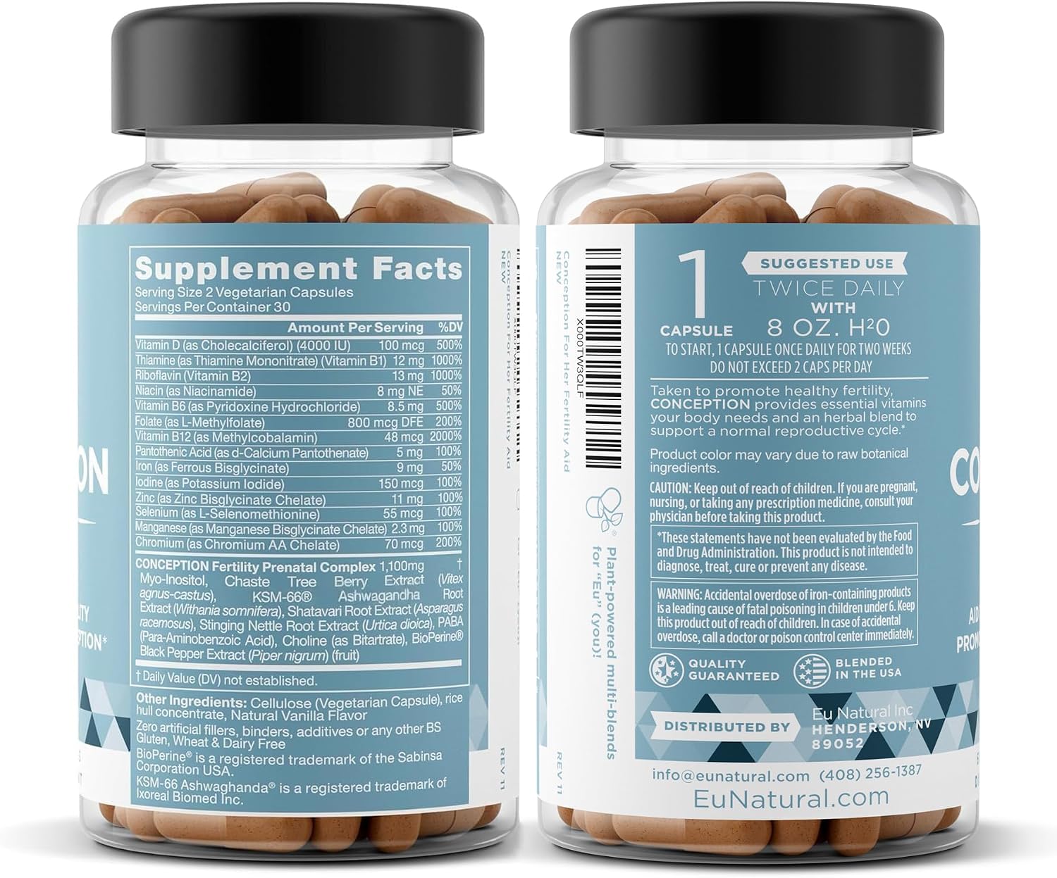 Eu Natural Conception for Her - Fertility Supplement with Myo-Inositol, Folate & Vitex - 60 Capsules - görsel 9