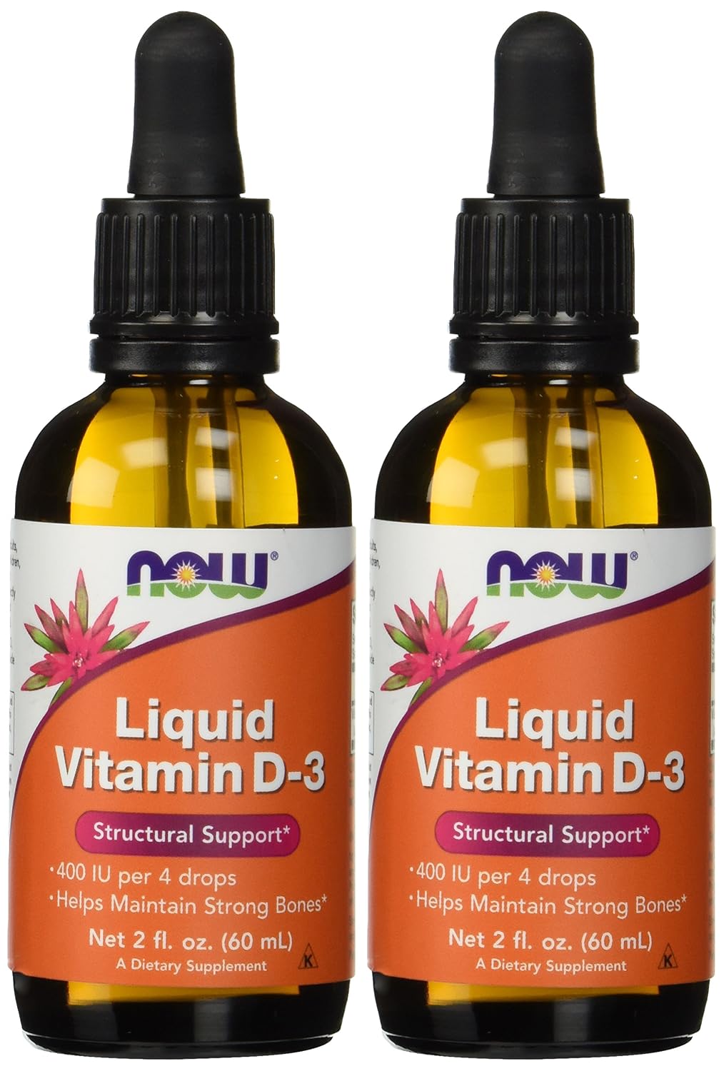 NOW Foods Liquid Vitamin D-3, 400 IU per Serving, 60 ml (Pack of 2) - görsel 1