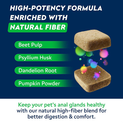 STRELLALAB Anal Gland Support Chews - Scooting Support - Digestive Enzymes, Prebiotics & Fibre Supplement for Dogs 120 Chews