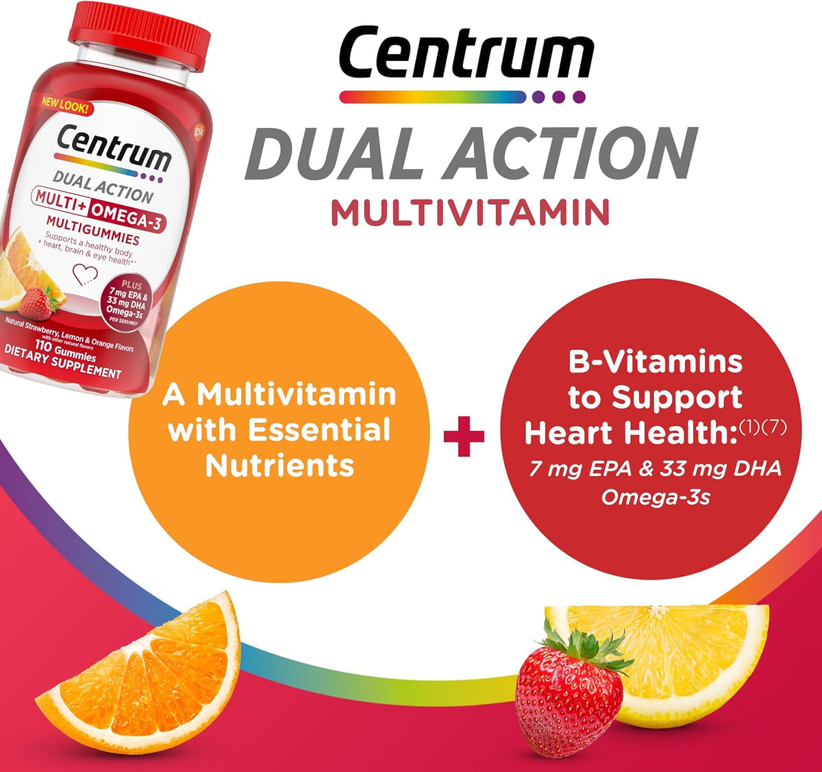 Centrum MultiGummies Multi+ Omega 3 Dual Action Adult Multivitamin Gummies, 110 Count - görsel 10