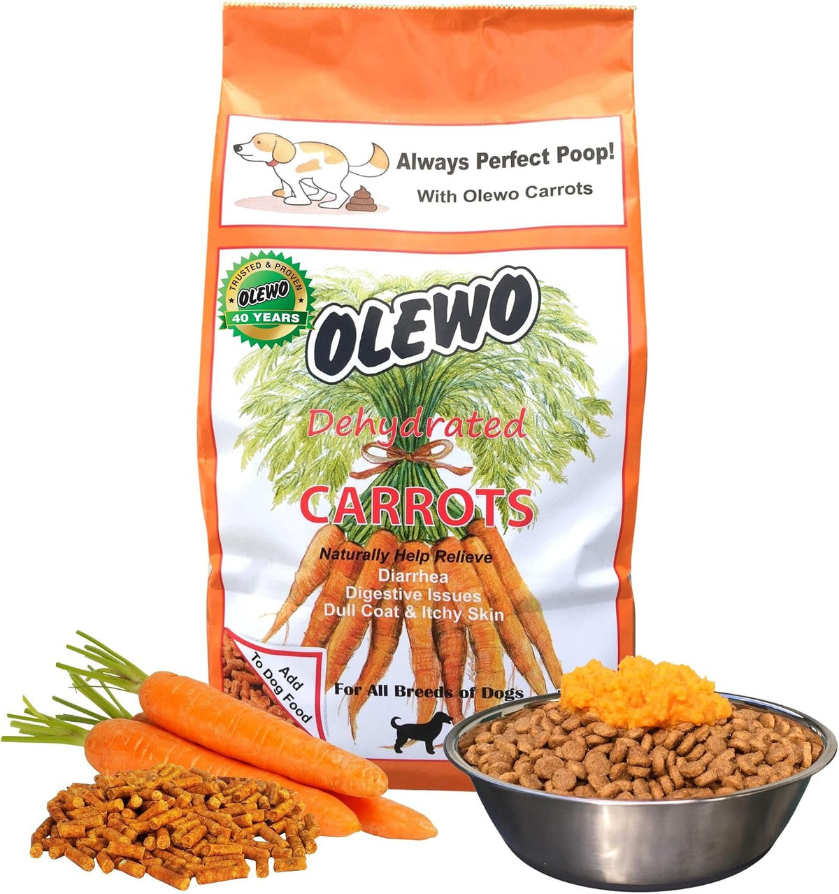 Olewo Original Carrots for Dogs – Dehydrated Dog Food Topper, 1 kg (1000 g) - görsel 1