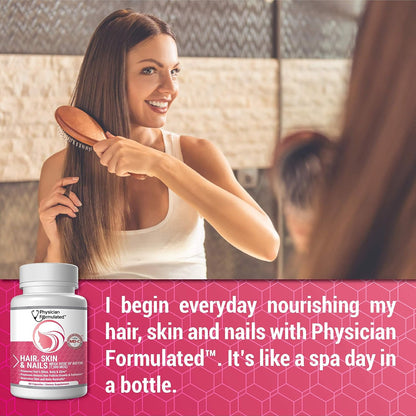 Physician Formulated Hair, Skin and Nails Vitamins - 7500 mcg Biotin with Collagen & Hyaluronic Acid - 60 Capsules – Image 7