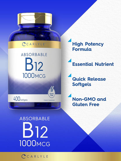 Carlyle Vitamin B12 1000mcg Absorbable Softgels - 400 Count