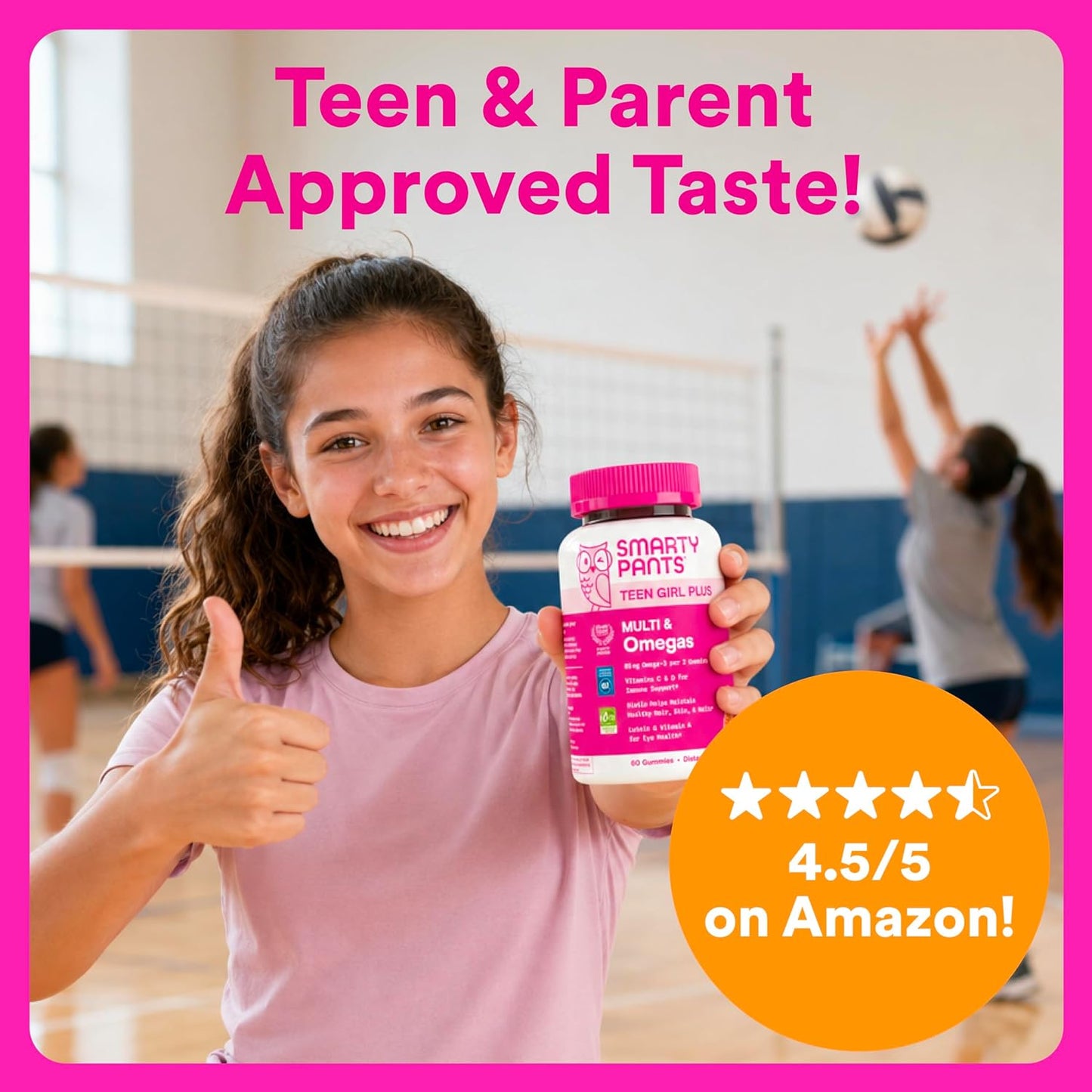 SmartyPants Teen Girl Multivitamin Gummies - Omega-3, Vitamin C, D3, B12, Biotin - 60 Gummies (30 Day Supply) - görsel 8