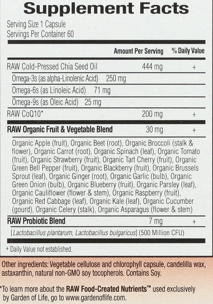 Garden of Life Raw CoQ10, 60 Softgels