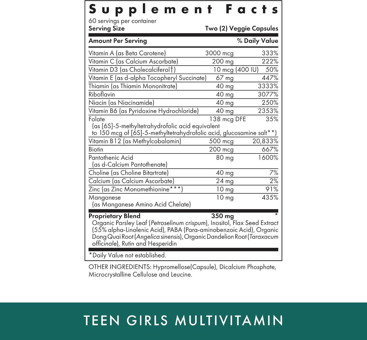 Michael's Health Naturopathic Programmes Teen Girls Multivitamin - 120 Vegetarian Capsules - görsel 2