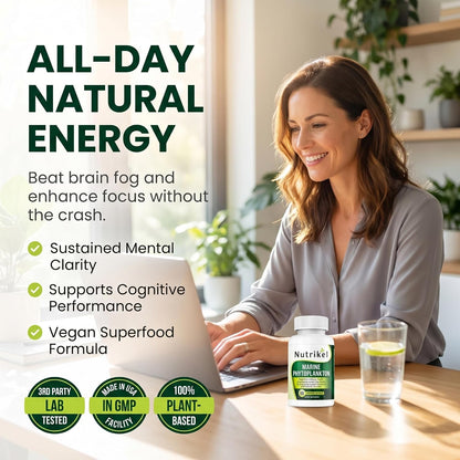 Marine Phytoplankton Omega-3 Supplement – Plant-Based Algae Capsules for Energy, Focus and Cellular Support