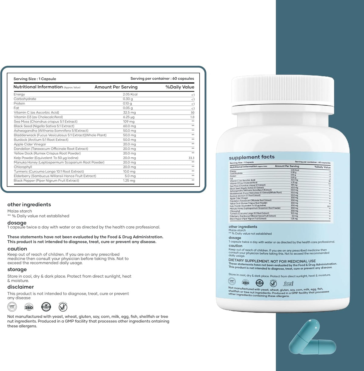 Mars Sea Moss Caps Surge Natural - 60 Capsules - görsel 6