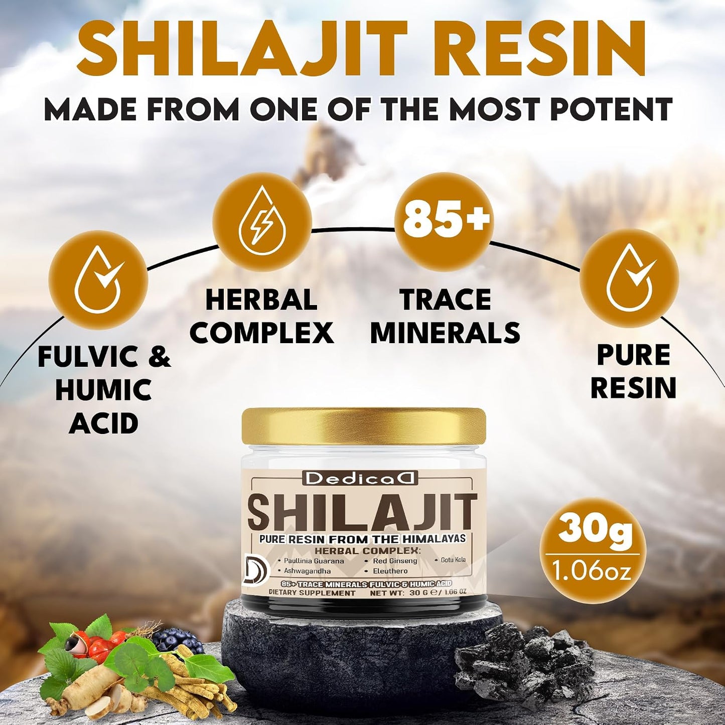 DEDICAD 30g Himalayan Shilajit Resin with Herbal Complex - görsel 2