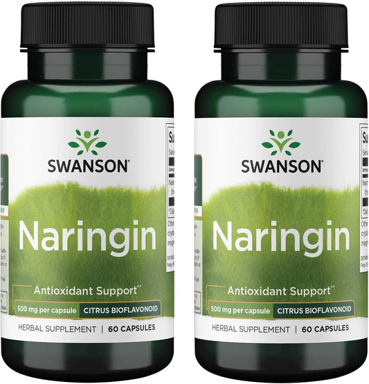Swanson Naringin Citrus Bioflavonoid Antioxidant Supplement for Adults Seeking to Support Vitamin C Absorption - 500 mg (60 Capsules, Pack of 2)