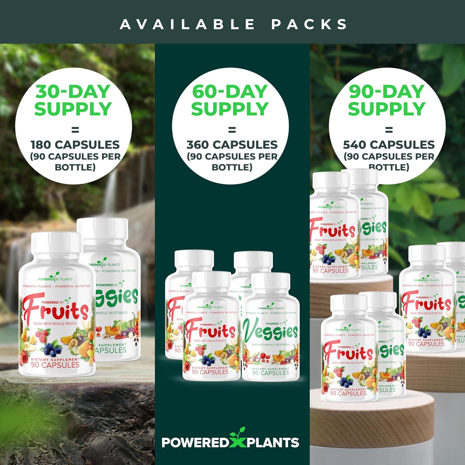 Fruits & Veggies Capsules - Natural Superfood Packed with Vitamins & Minerals - Fruit & Vegetable Supplements for Adults Pack of 6, 90 Capsules Each - görsel 5