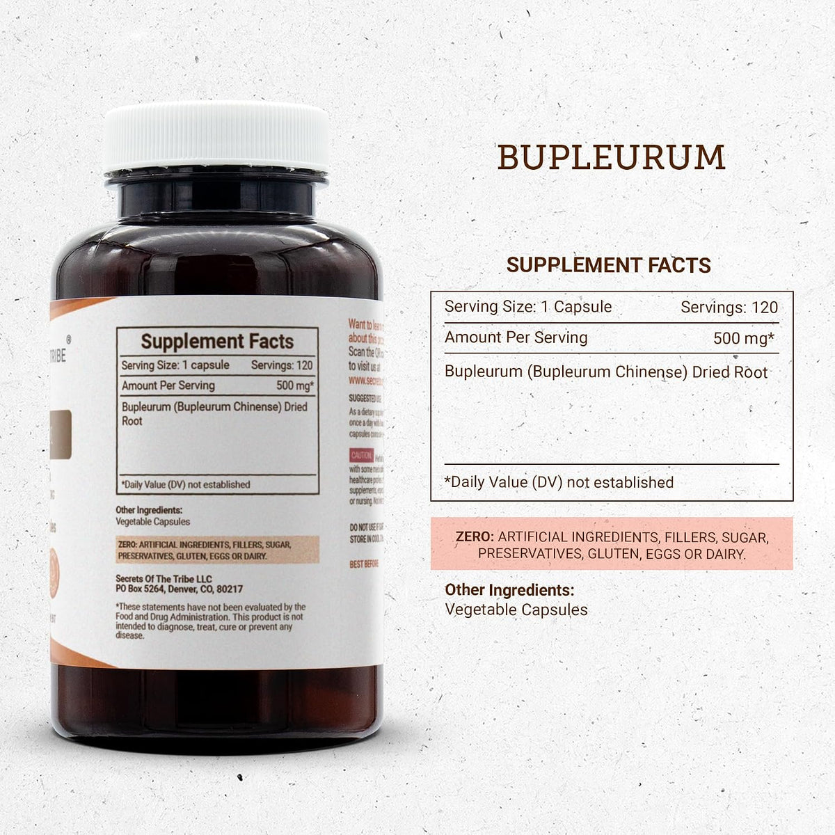 Secrets of the Tribe Bupleurum Chinense - 500 mg, 120 Capsules - görsel 3