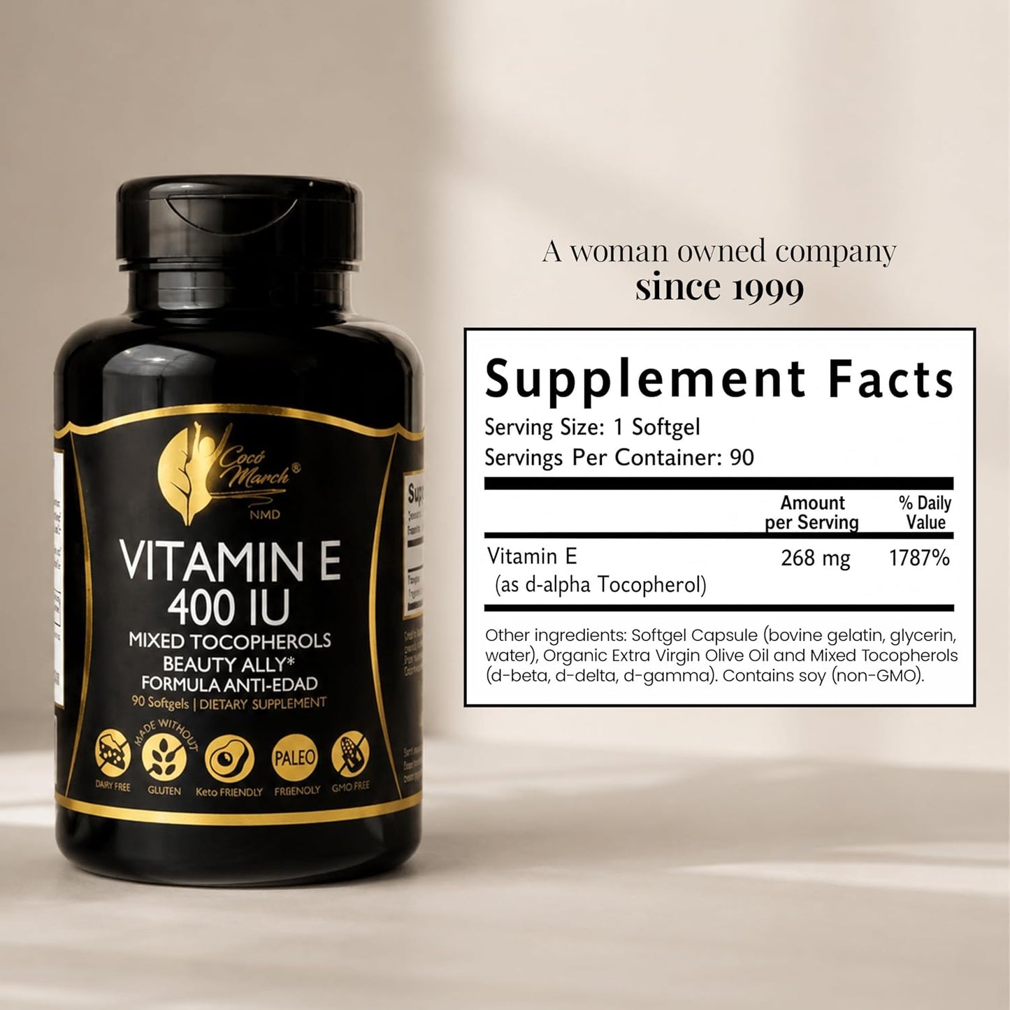 Cocó March N.M.D Natural Vitamin E 400 IU Mixed Tocopherols, 90 Softgels - görsel 8