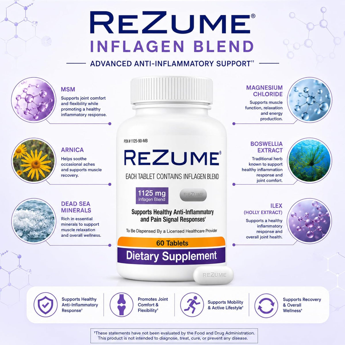 CryoDerm REZUME Tablets - Full Spectrum Inflagan Blend Formula (60 Tablets) - görsel 3