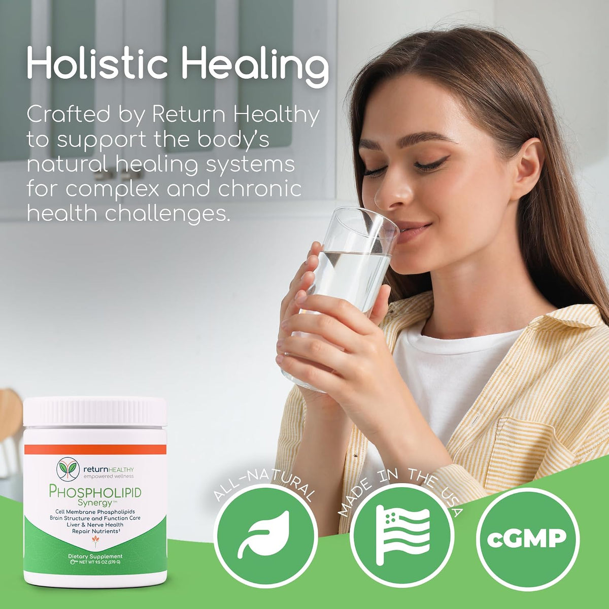 Return Healthy Phospholipid Synergy Powder - Antioxidant Food Supplement for Cellular Repair, Brain Health & Liver Detox (270g) - görsel 5