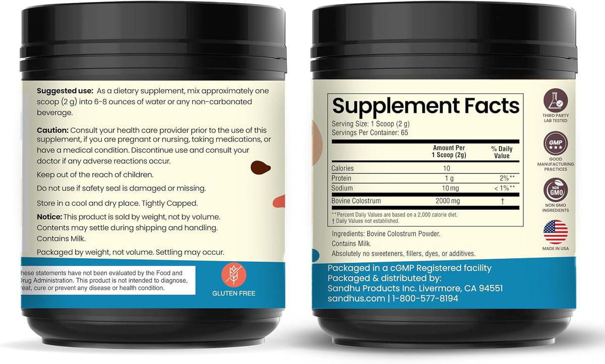 Sandhu's Grass-Fed Bovine Colostrum Powder – 65 Servings, Unflavoured - görsel 3