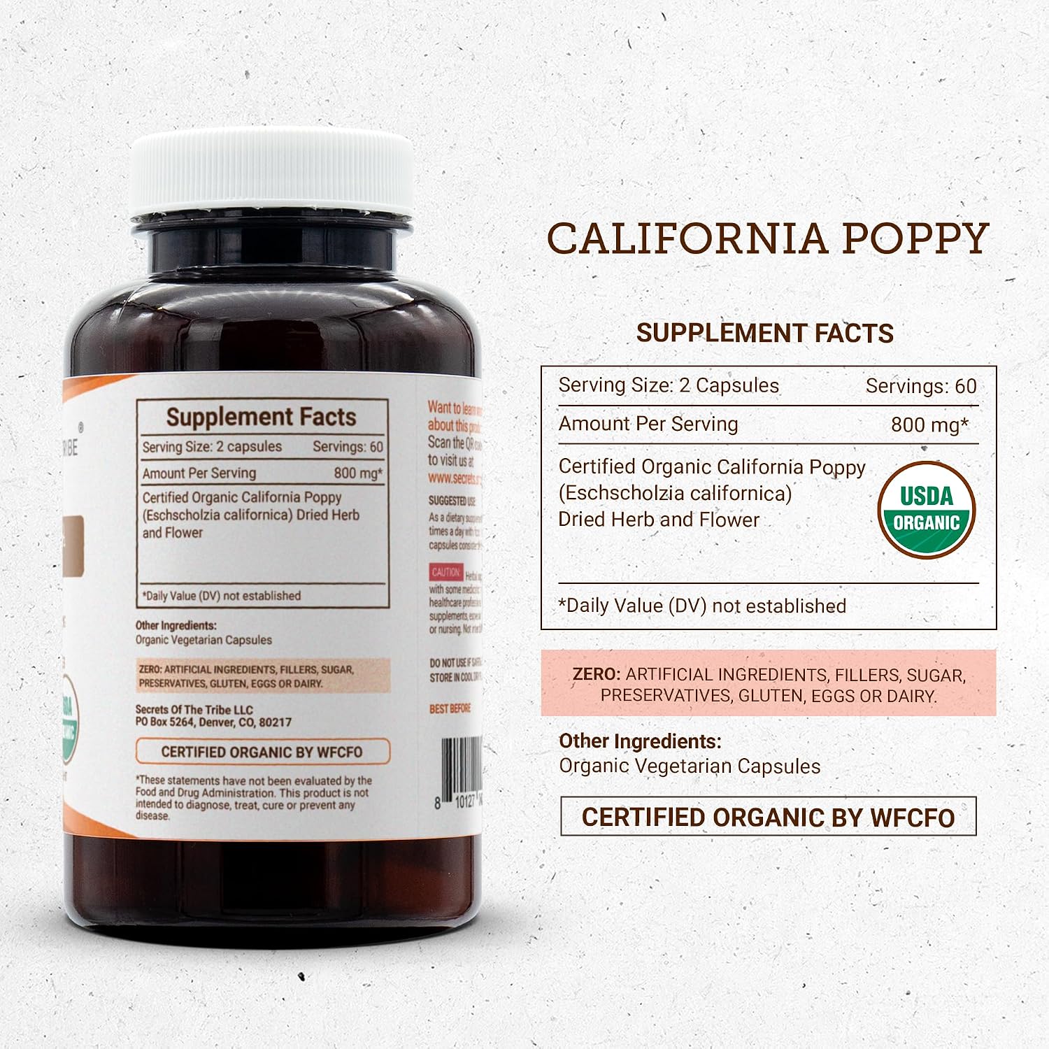 Secrets of the Tribe California Poppy Organic – 120 Vegan Capsules - görsel 4