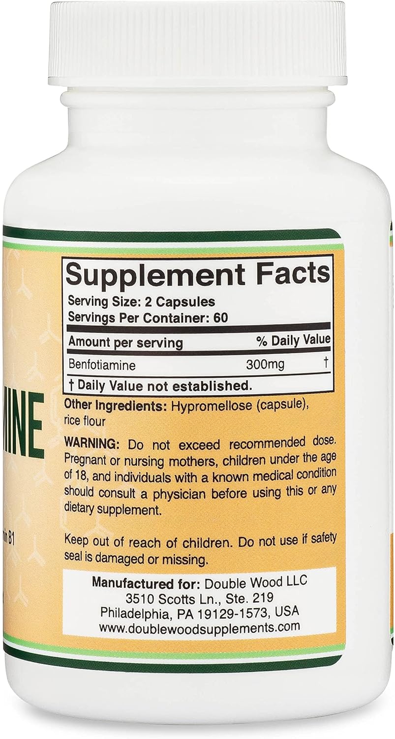 Benfotiamine 300mg Servings - 120 Capsules - Double Wood - görsel 3