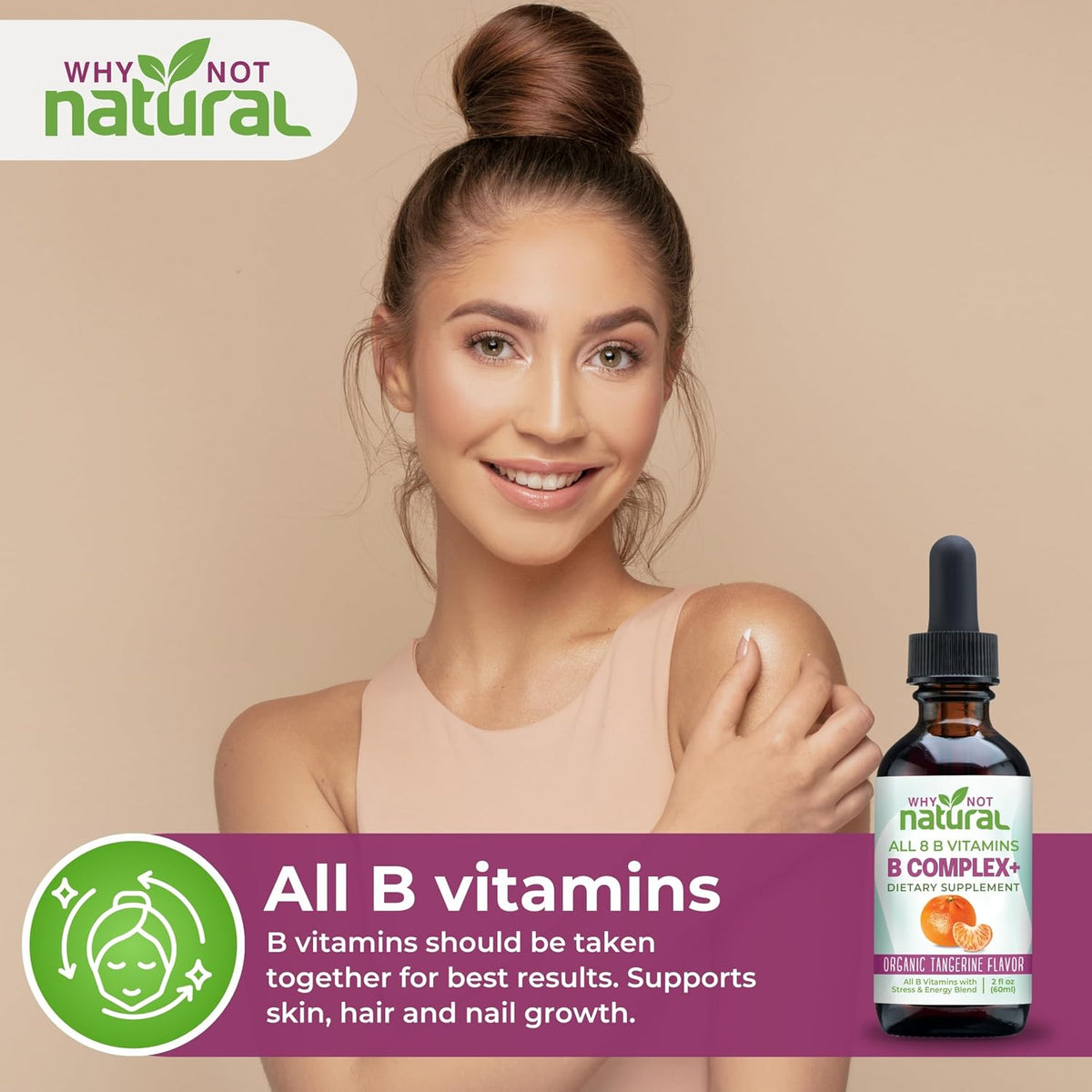 Why Not Natural Vitamin B Complex Liquid Drops – Vegan Sublingual B-Complex with Bio-available B1, B2, B3, B5, B6, Biotin, Folate, B12, Choline and Energy Support Blend - görsel 7