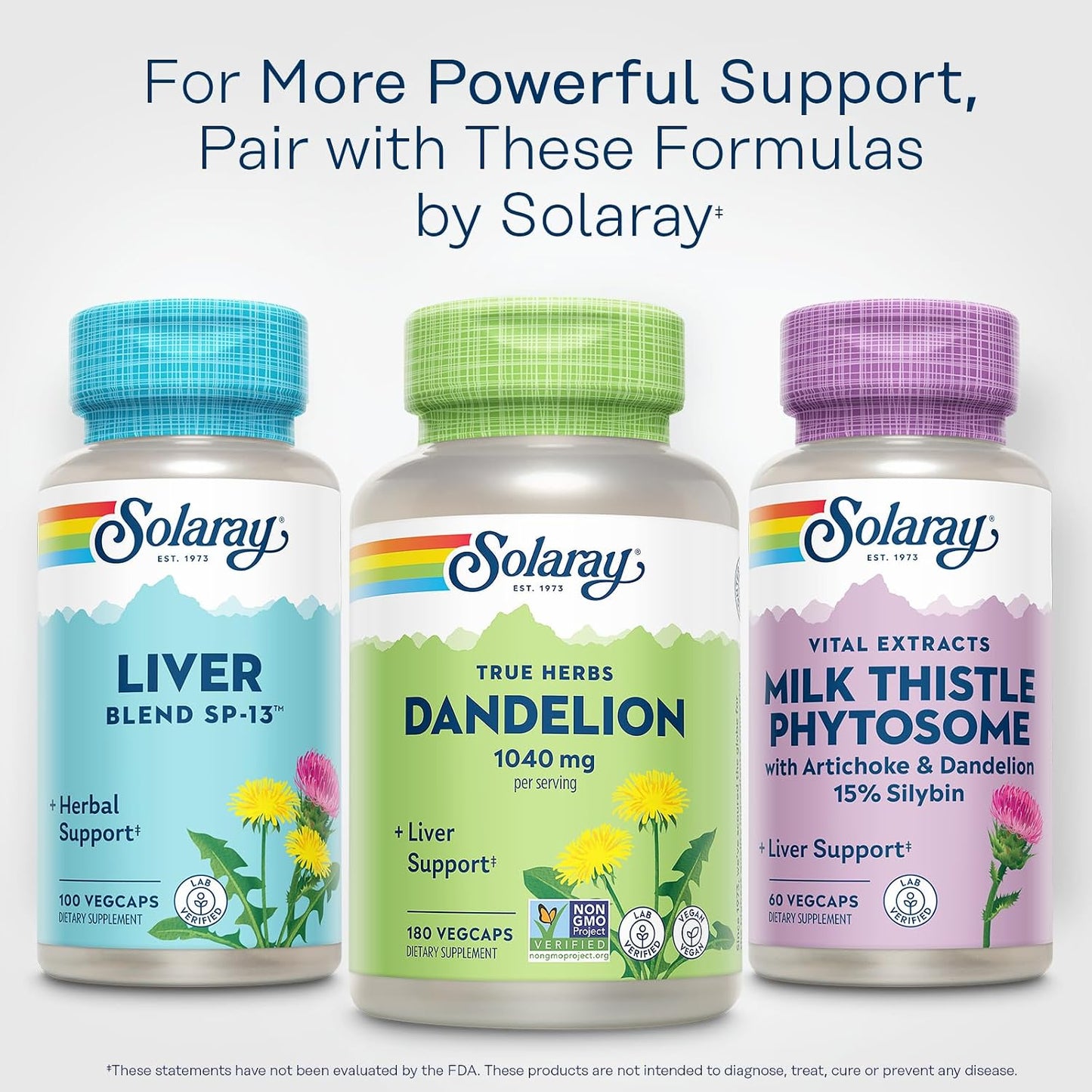 Solaray Dandelion Root 1040 mg – Natural Herbal Food Supplement for Women and Men, Non GMO Project Verified, 60 Vegan Capsules - görsel 6
