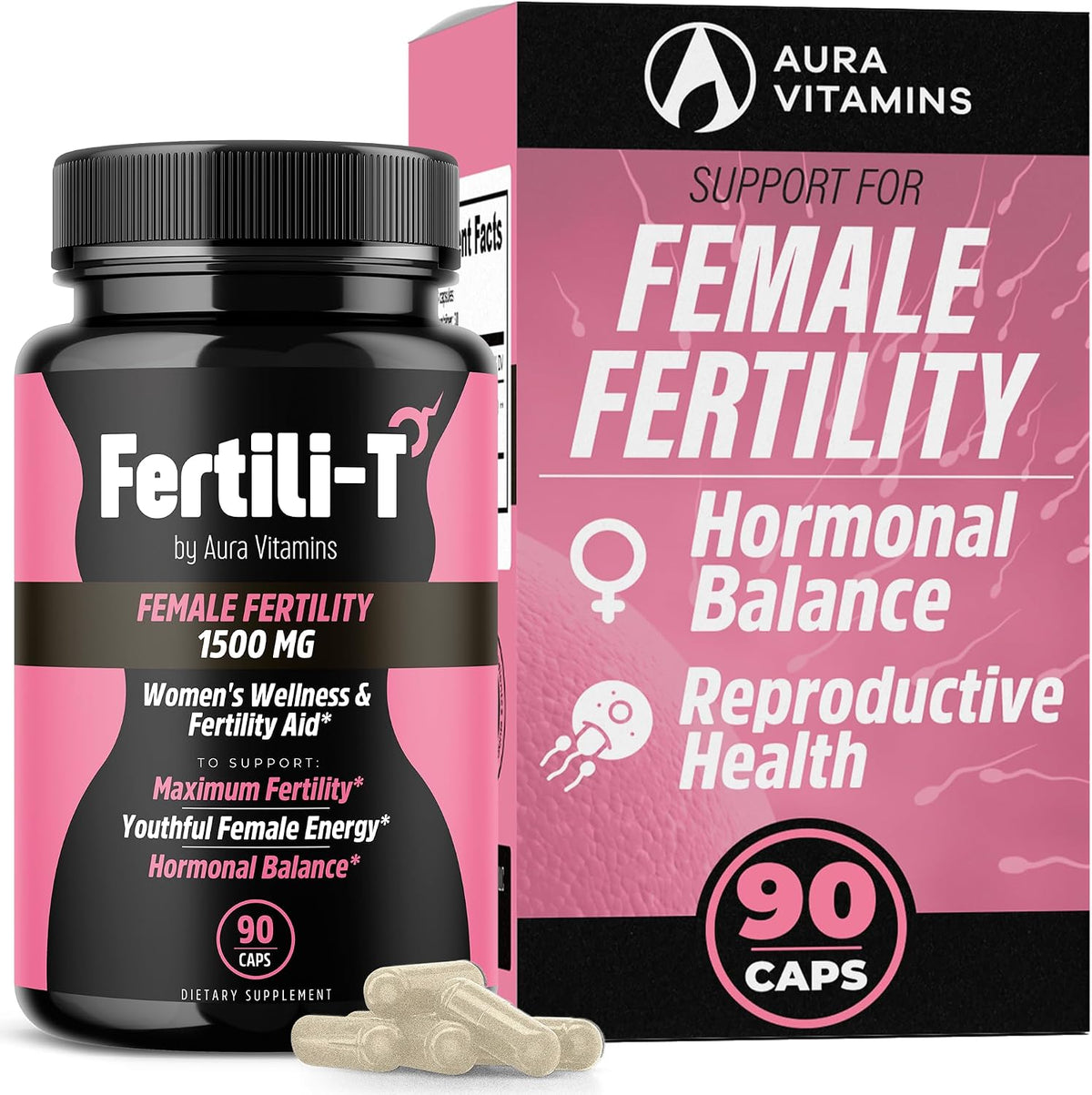 Fertili-t Female (90 Caps) - Natural Fertility Support, Hormonal Balance & Prenatal Vitamins for Women, Conception Support with Aguaje & Red Maca (30-Day Supply) - görsel 1