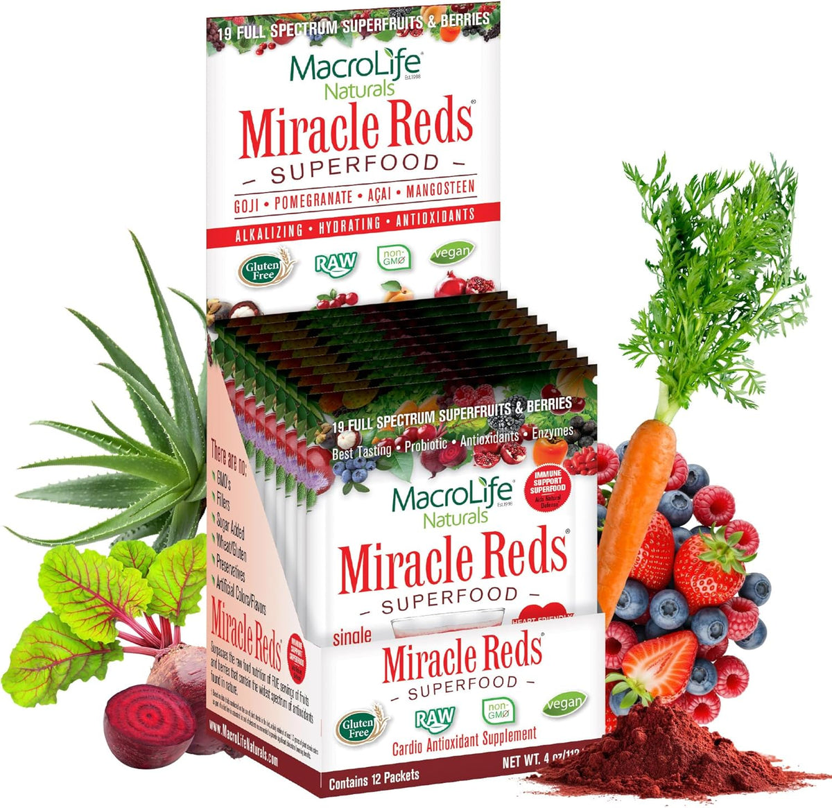 MacroLife Naturals Miracle Reds Superfood Powder - 12 Sachets – Image 1