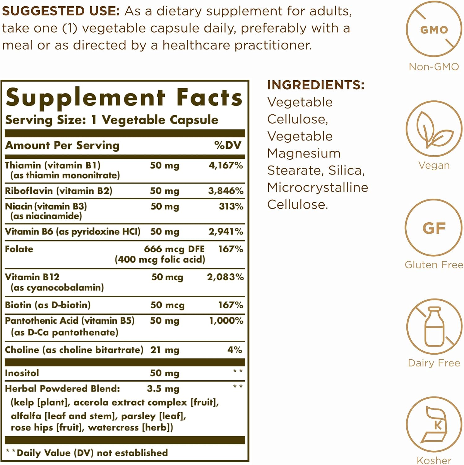 Solgar B-Complex "50" – 100 Vegetable Capsules (Pack of 2) - görsel 2