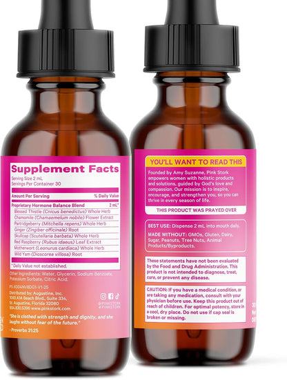 Pink Stork Hormone Balance Drops for Women – 2oz (60ml), 30 Servings