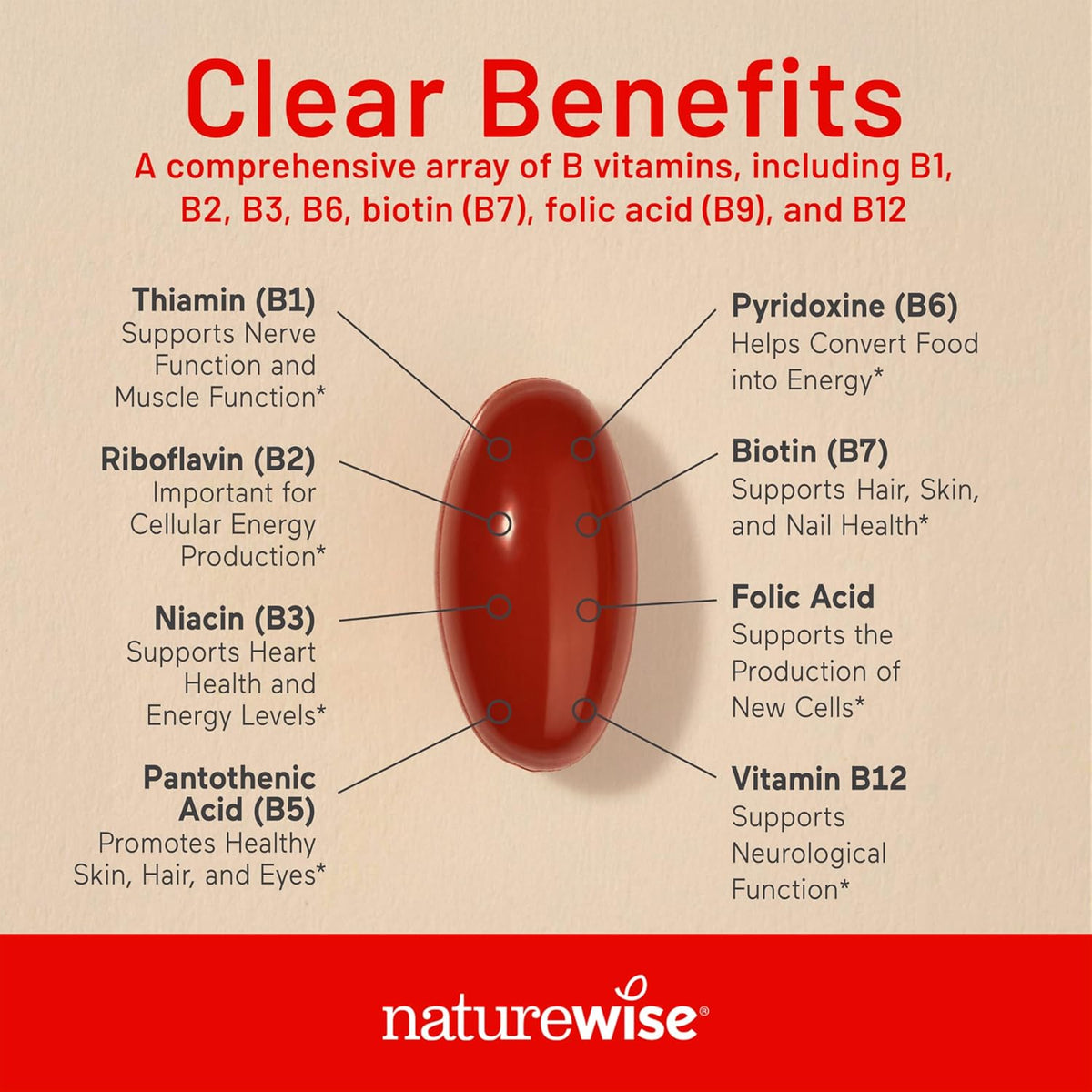 NatureWise Vitamin B Complex with Folic Acid, Biotin, B1, B2, B3, B6, B12 - 360 Softgels (1-Year Supply) - görsel 3