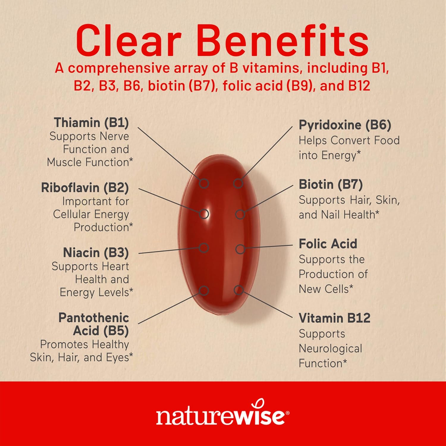 NatureWise Vitamin B Complex with Folic Acid, Biotin, B1, B2, B3, B6, B12 - 360 Softgels (1-Year Supply) - görsel 3