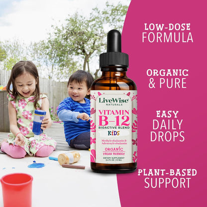 Live Wise Naturals Organic Vitamin B12 Liquid Drops for Kids, 11.8 ml