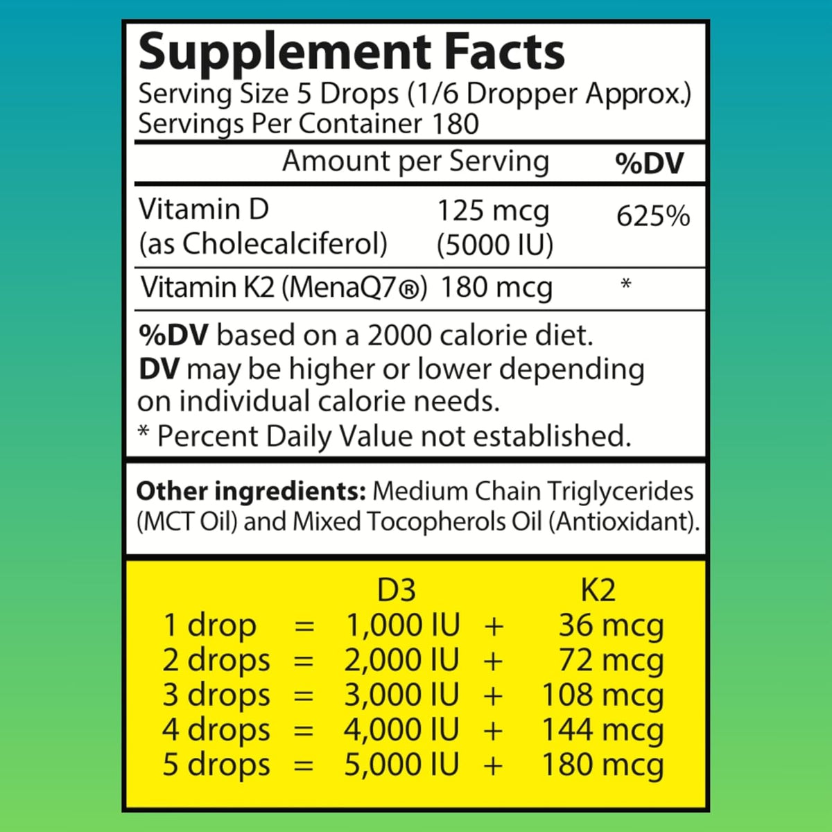 Vitamin D3 K2 Liquid Drops - 5000 IU D3 with K2 - 30ml - görsel 6