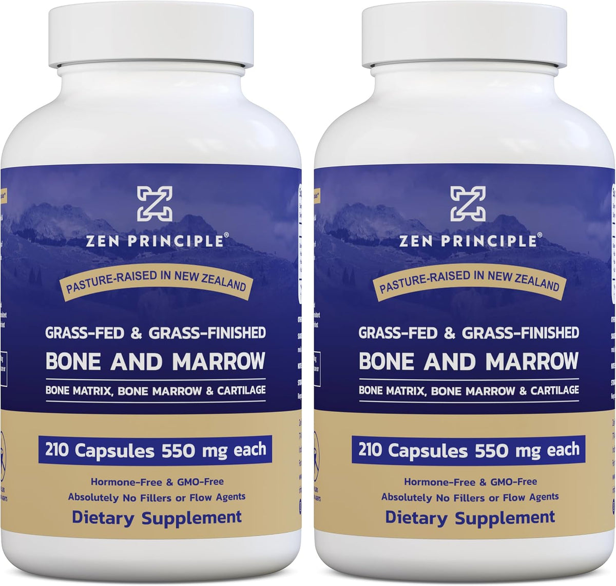 Zen Principle Grass Fed Beef Bone Marrow Supplement, 3300mg – Skin, Oral Health, and Joint Support, 2-Pack (420 Capsules) - görsel 1