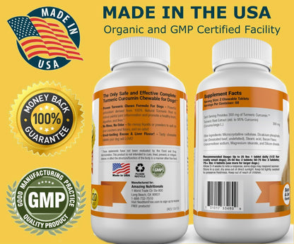 Amazing Turmeric for Dogs Curcumin Pet Antioxidant, 120 Chews