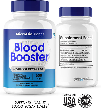 (2 Pack) Microbio Blood Booster – Natural Blood Flow Support Supplement, 120 Capsules