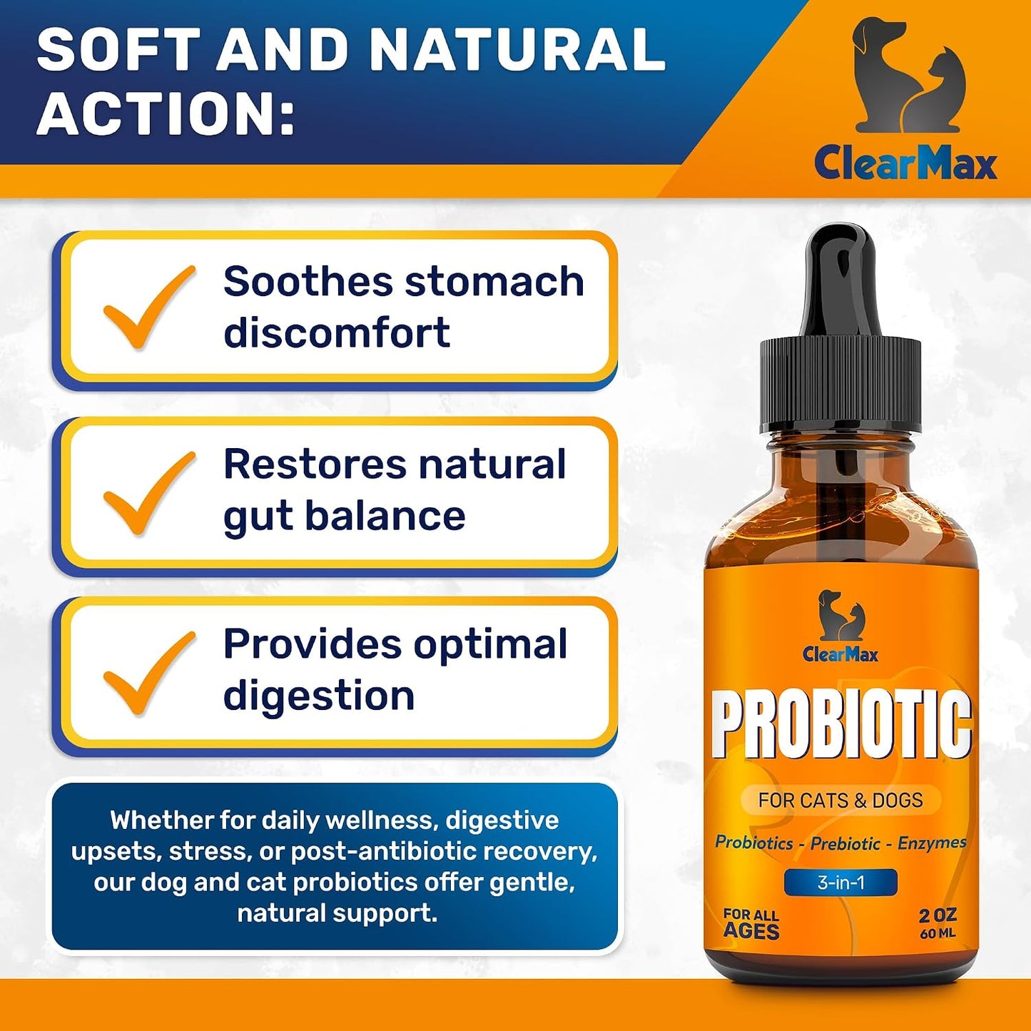 Liquid Probiotics for Dogs and Cats – 6 Billion CFU Pet Digestive Support – Dog Probiotics with Enzymes – 2 oz (60 ml) Bottle - görsel 2