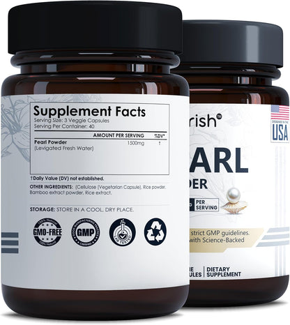 Pearl Powder Capsules 1500mg | Organic Pure Levigated Pearl Powder Supplement