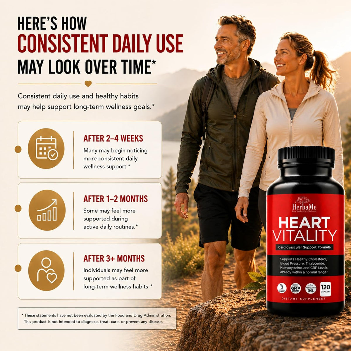 HerbaMe Heart Support Supplement – Daily Heart Wellness & Circulation Support with L-Arginine, Citrulline & CoQ10, 120 Capsules - görsel 6