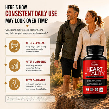 HerbaMe Heart Support Supplement – Daily Heart Wellness & Circulation Support with L-Arginine, Citrulline & CoQ10, 120 Capsules