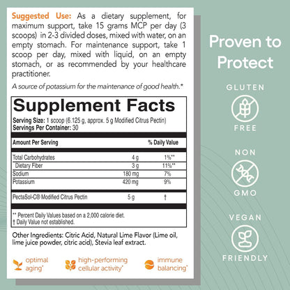 PectaSol Modified Citrus Pectin – 184g Lime Powder – Total-Body Health Supplement