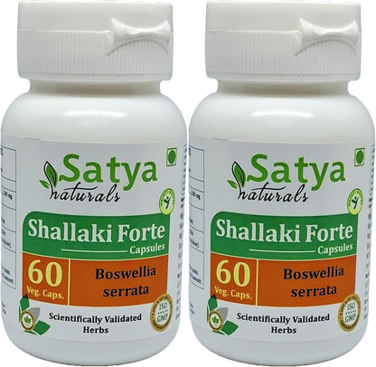 Satya Naturals Shallaki Forte Capsules 500mg - Boswellia Serrata Extract - 4 Bottles of 60 Veg Capsules