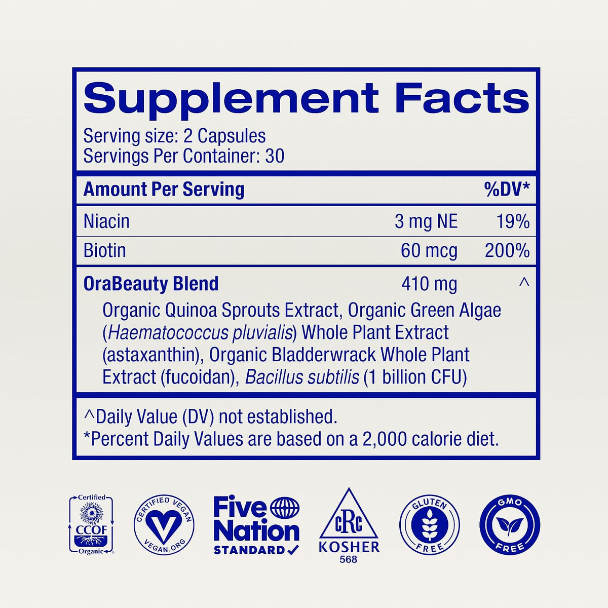 Ora Organic Hair, Skin and Nails Support - Beyoutiful - Beauty Supplement with B Vitamins and Biotin - 60 Vegan Capsules - görsel 8