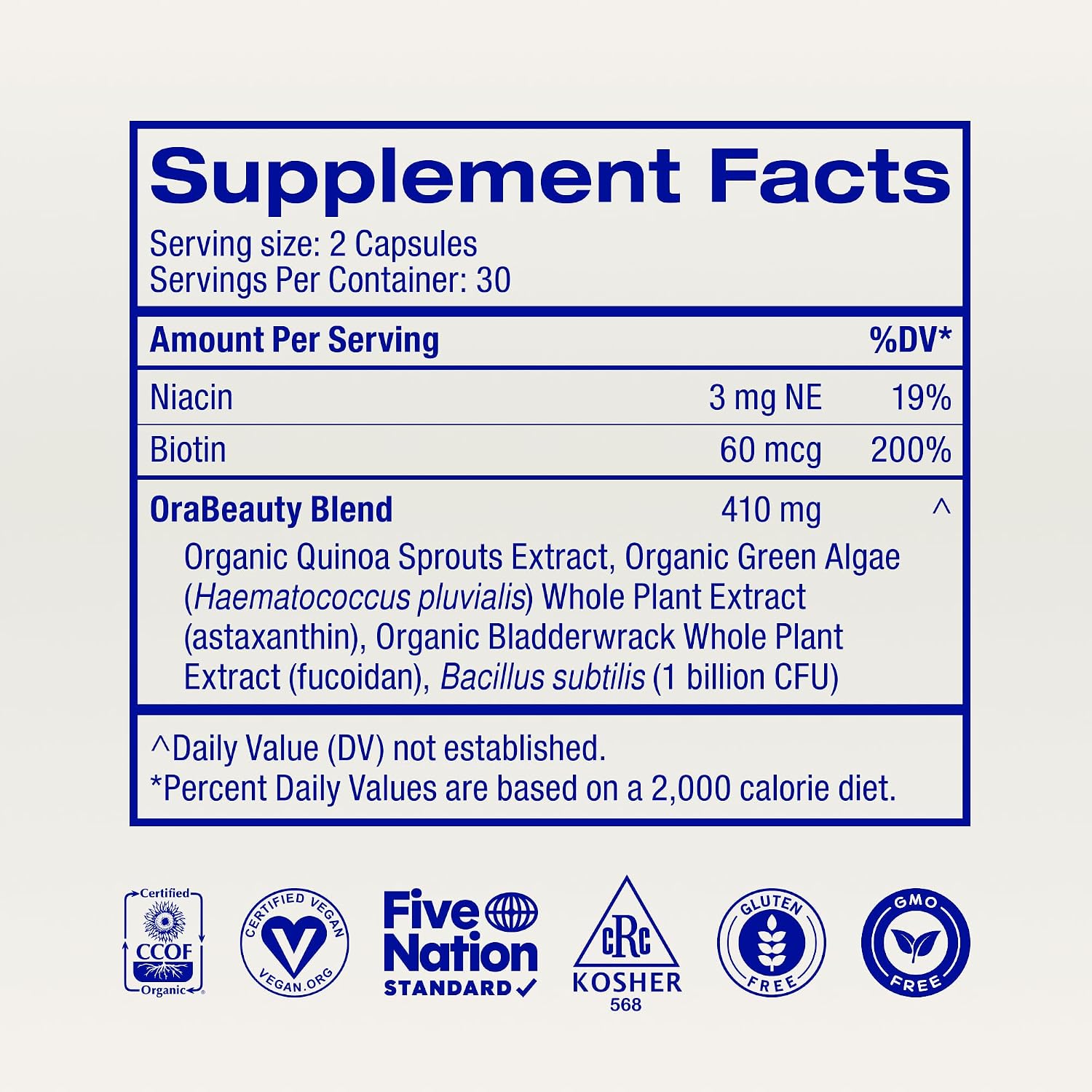 Ora Organic Hair, Skin and Nails Support - Beyoutiful - Beauty Supplement with B Vitamins and Biotin - 60 Vegan Capsules - görsel 8